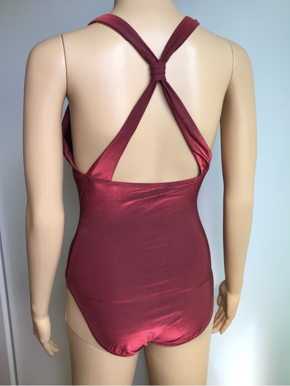 EUC Anne Klein crisscross back swimsuit sz 8 rare find unique color